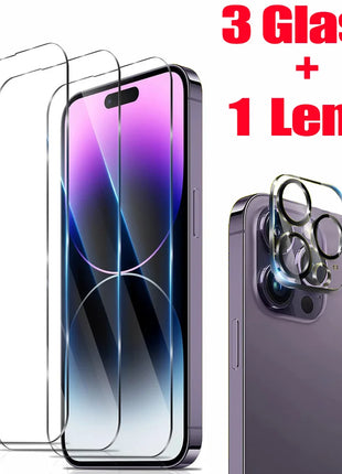 HD Screen Protection For iPhone 16 15 17 14 13 12 11 Pro Max Tempered Glass iPhone15 Pro Camera Lens Film iPhone16 Plus 13 Mini