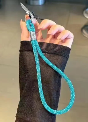 INS Glitter Phone Lanyard Phone Crystal Wrist Straps Keychain Anti-lost Rope For iPhone 16 Samsung Universal Bling Hanging Cord