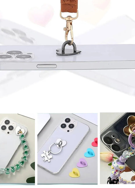 1/5PCS 2/2.4/2.5CM Cute Adhesive Metal Heart Sun Bow Phone Charm Holder Sticking Hooks Phone Case Finger Ring Buckle Accessory