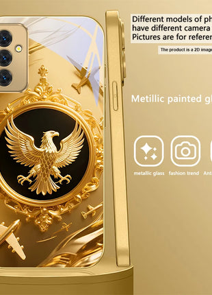 Gorgeous golden airplane For Samsung Galaxy S 21 S22 S23 Plus S24 Ultra S20 FE 25Ultra S21+ S9+ 22Plus Golden glass phone case