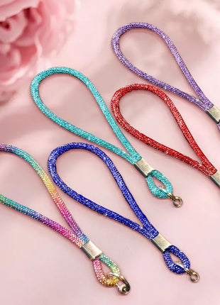 Glitter Flashy Rhinestone Cell Phone Charm Lanyard For Phone Diamond Crystal Phone Wrist Straps Keychain Hanging Anti-lost Rop