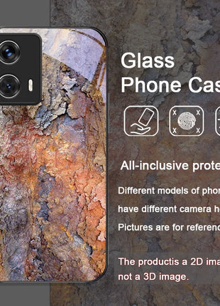 Creative Rusty Metal Surface Pattern Tempered Glass Phone Case for Motorola Moto Edge 50 Fusion 40 Neo 30 Pro G85 G84 G55 Cover