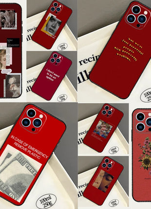 Red aesthetic Phone Case For iPhone 16 16e 15 14 12 13 11 17 Pro Max 12 13 mini 15 16 Plus 17 Air Cover