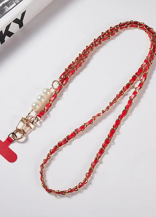 Mobile Phone Lanyard Women's Long Neck and Shoulder Strap Phone Case Universal Lanyard Long Crossbody Pearl Pickup Chain