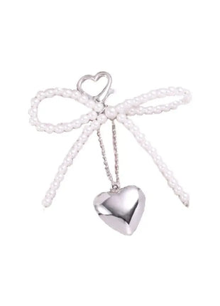 Korean Cute Bow Pearl Phone Pendant Chain Y2K Heart Charm Strap Phone Accessories for iPhone Samsung Camera Bag Keychain Airpods