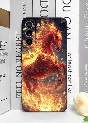 Fashion Chinese-Style Red Horse Print Phone Case for Samsung Galaxy A56 A42 A14 A55 A16 A54 A36 A53 A52 A51 A50 A15 Soft Covers