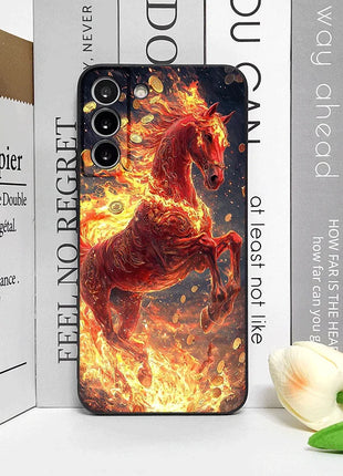Fashion Chinese-Style Red Horse Print Phone Case for Samsung Galaxy A56 A42 A14 A55 A16 A54 A36 A53 A52 A51 A50 A15 Soft Covers
