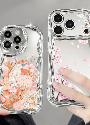 For iPhone 17 Pro Max Case Magnetic For Magsafe Simple Style Floral Mirror Case For iPhone 16 Pro Max 15 14 13 12 11 Air Funda