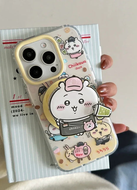 Cute Cartoon Chiikawa Japan Anime Magnetic Holder Magsafe Wireless Charge Phone Case For iPhone 17 16 15 14 13 Pro Max Cover