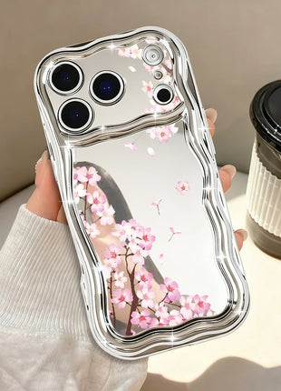 For iPhone 17 Pro Max Case Magnetic For Magsafe Simple Style Floral Mirror Case For iPhone 16 Pro Max 15 14 13 12 11 Air Funda