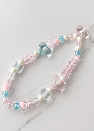 Colorful Sun Flower Beads Mobile Phone Chain Macaron Flower Beaded Mobile Phone Straps Pendant Keychain Creative Phone Chain