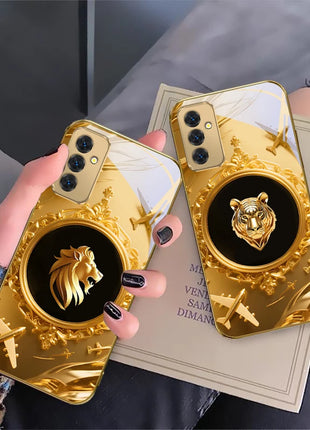 Gorgeous golden airplane For Samsung Galaxy S 21 S22 S23 Plus S24 Ultra S20 FE 25Ultra S21+ S9+ 22Plus Golden glass phone case