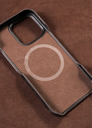 for Magsafe Case for iPhone 15 16 Pro Max 16Pro Retro Luxury Full Grain Cowhide Genuine Oiled PULL-UP Leather Magnetic Cover