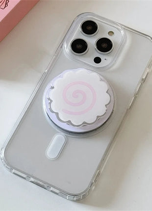 Korean Cute Fish Cake Rolls For Magsafe Magnetic Phone Griptok Grip Tok Stand For iPhone Funny Foldable Wireless Charging Holder