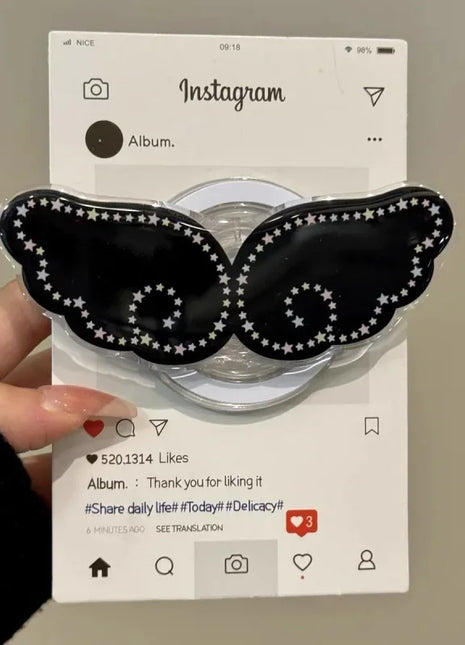 Korean Cute Cartoon Angel Wing for Magsafe Magnetic Phone Holder Grip Tok Stand for IPhone 17 Samsung S25 Wireless Charging Case