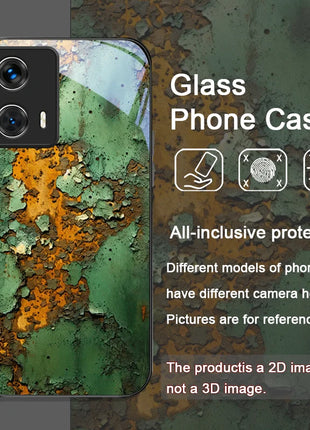 Creative Rusty Metal Surface Pattern Tempered Glass Phone Case for Motorola Moto Edge 50 Fusion 40 Neo 30 Pro G85 G84 G55 Cover