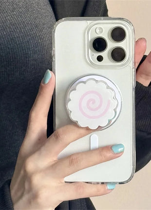 Korean Cute Fish Cake Rolls For Magsafe Magnetic Phone Griptok Grip Tok Stand For iPhone Funny Foldable Wireless Charging Holder