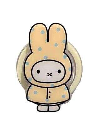 Cute Miffy Phone Shell Suitable for Iphone 17 16 15 14 Yellow Raincoat Rabbit Magnetic Holder Anti Drop Phone Case Perfect Gifts