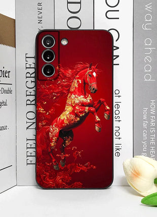 Fashion Chinese-Style Red Horse Print Phone Case for Samsung Galaxy A56 A42 A14 A55 A16 A54 A36 A53 A52 A51 A50 A15 Soft Covers