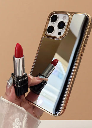 Electroplated Glossy Make Up Mirror Phone Case Shockproof Protector Cover For iPhone 17 Air 16 15 14 13 12 11 Pro Max Plus 11 XR