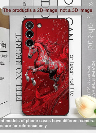 Fashion Chinese-Style Red Horse Print Phone Case for Samsung Galaxy A56 A42 A14 A55 A16 A54 A36 A53 A52 A51 A50 A15 Soft Covers