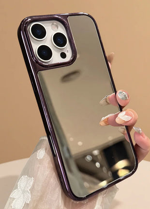 Electroplated Glossy Make Up Mirror Phone Case Shockproof Protector Cover For iPhone 17 Air 16 15 14 13 12 11 Pro Max Plus 11 XR