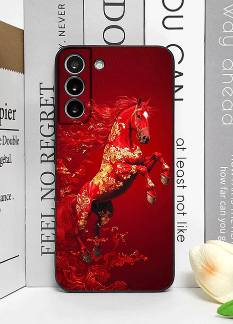 Fashion Chinese-Style Red Horse Print Phone Case for Samsung Galaxy A56 A42 A14 A55 A16 A54 A36 A53 A52 A51 A50 A15 Soft Covers