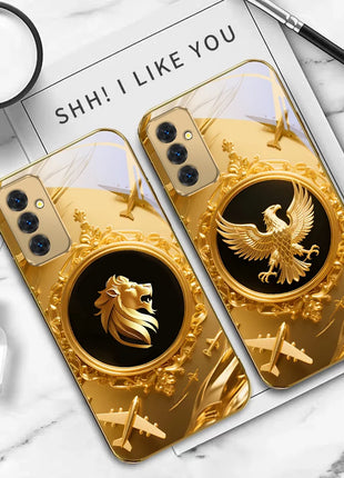 Gorgeous golden airplane For Samsung Galaxy S 21 S22 S23 Plus S24 Ultra S20 FE 25Ultra S21+ S9+ 22Plus Golden glass phone case