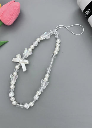 Colorful Sun Flower Beads Mobile Phone Chain Macaron Flower Beaded Mobile Phone Straps Pendant Keychain Creative Phone Chain