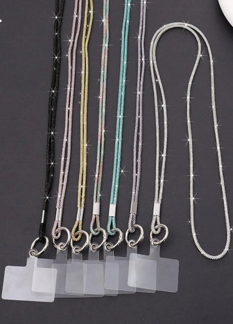 1pc Bright Rhinestone Phone Lanyard Crystal Bling Bling Phone Case Chain Straps Diamond Phone Anti-lost Rope Phone Accessories