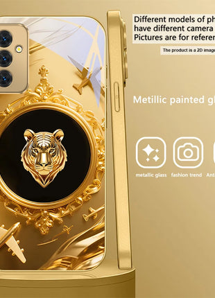 Gorgeous golden airplane For Samsung Galaxy S 21 S22 S23 Plus S24 Ultra S20 FE 25Ultra S21+ S9+ 22Plus Golden glass phone case