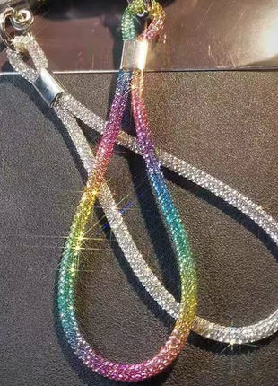 Glitter Flashy Rhinestone Cell Phone Charm Lanyard For Phone Diamond Crystal Phone Wrist Straps Keychain Hanging Anti-lost Rop