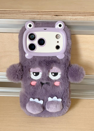 Cute Cartoon Funny dozing expression Phone Cases For iPhone 17 16 15 14 13 Pro Max Plush Soft Protection Cover