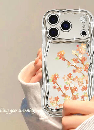 For iPhone 17 Pro Max Case Magnetic For Magsafe Simple Style Floral Mirror Case For iPhone 16 Pro Max 15 14 13 12 11 Air Funda
