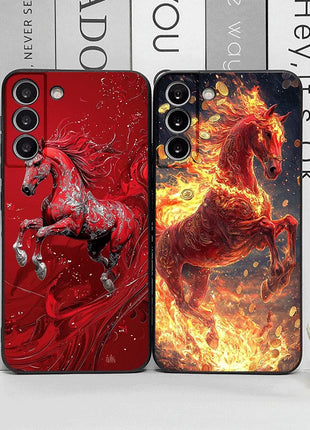 Fashion Chinese-Style Red Horse Print Phone Case for Samsung Galaxy A56 A42 A14 A55 A16 A54 A36 A53 A52 A51 A50 A15 Soft Covers