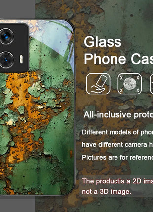 Creative Rusty Metal Surface Pattern Tempered Glass Phone Case for Motorola Moto Edge 50 Fusion 40 Neo 30 Pro G85 G84 G55 Cover