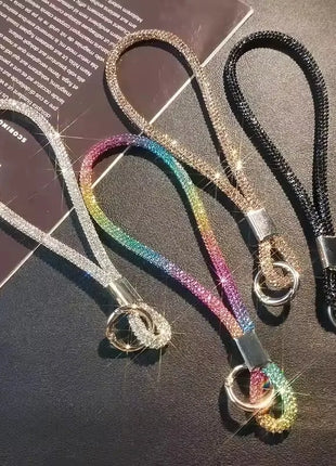 INS Glitter Phone Lanyard Phone Crystal Wrist Straps Keychain Anti-lost Rope For iPhone 16 Samsung Universal Bling Hanging Cord