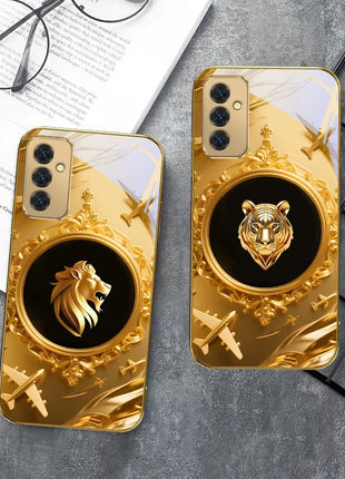 Gorgeous golden airplane For Samsung Galaxy S 21 S22 S23 Plus S24 Ultra S20 FE 25Ultra S21+ S9+ 22Plus Golden glass phone case