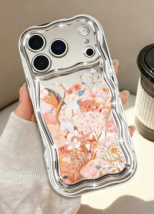 For iPhone 17 Pro Max Case Magnetic For Magsafe Simple Style Floral Mirror Case For iPhone 16 Pro Max 15 14 13 12 11 Air Funda