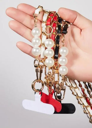 Mobile Phone Lanyard Women's Long Neck and Shoulder Strap Phone Case Universal Lanyard Long Crossbody Pearl Pickup Chain