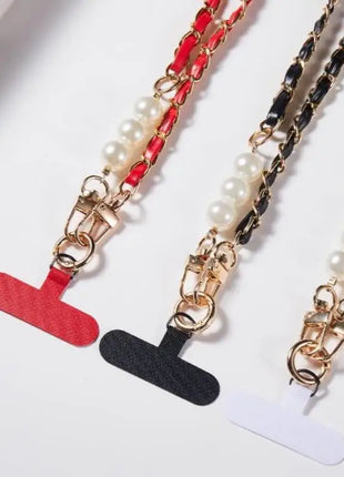 Mobile Phone Lanyard Women's Long Neck and Shoulder Strap Phone Case Universal Lanyard Long Crossbody Pearl Pickup Chain