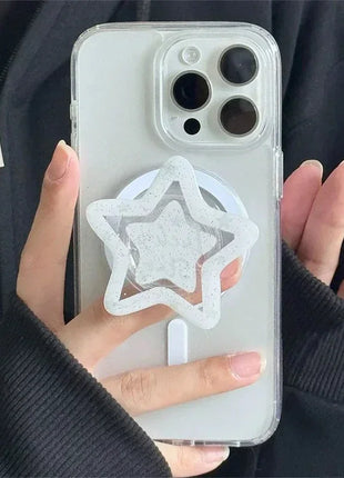 Korean Cute Blue Love Heart Star for Magsafe Magnetic Phone Griptok Grip Tok Stand for IPhone Wireless Charging Holder Bracket