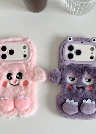 Cute Cartoon Funny dozing expression Phone Cases For iPhone 17 16 15 14 13 Pro Max Plush Soft Protection Cover