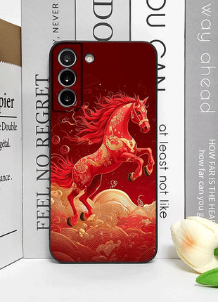 Fashion Chinese-Style Red Horse Print Phone Case for Samsung Galaxy A56 A42 A14 A55 A16 A54 A36 A53 A52 A51 A50 A15 Soft Covers