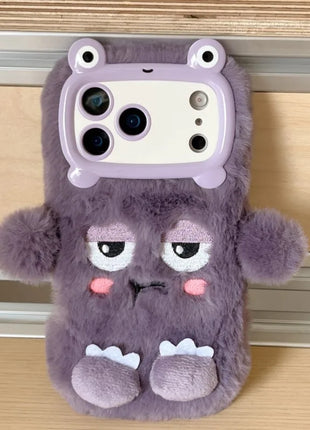 Cute Cartoon Funny dozing expression Phone Cases For iPhone 17 16 15 14 13 Pro Max Plush Soft Protection Cover