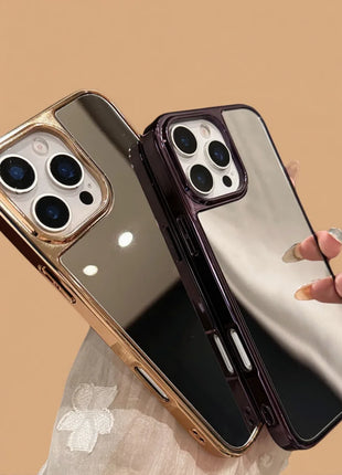 Electroplated Glossy Make Up Mirror Phone Case Shockproof Protector Cover For iPhone 17 Air 16 15 14 13 12 11 Pro Max Plus 11 XR
