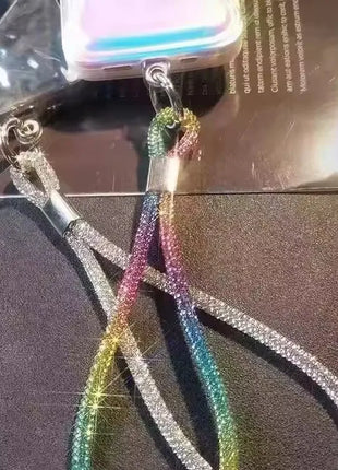 INS Glitter Phone Lanyard Phone Crystal Wrist Straps Keychain Anti-lost Rope For iPhone 16 Samsung Universal Bling Hanging Cord