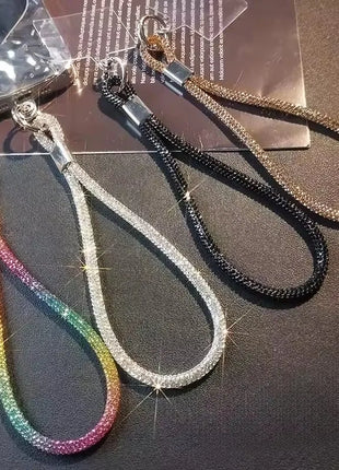 INS Glitter Phone Lanyard Phone Crystal Wrist Straps Keychain Anti-lost Rope For iPhone 16 Samsung Universal Bling Hanging Cord