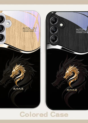Gradient Golden Dragon For Samsung A20 30 22 23 24 25 26 31 32 A33 34 35 42 50 51 52 53 54 55 56 70 71 72 73 glass phone case
