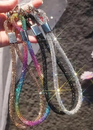 INS Glitter Phone Lanyard Phone Crystal Wrist Straps Keychain Anti-lost Rope For iPhone 16 Samsung Universal Bling Hanging Cord
